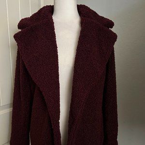 Sanctuary Burgundy Berry Faux Fur Boucle Button-front Fully Lined Jacket Small